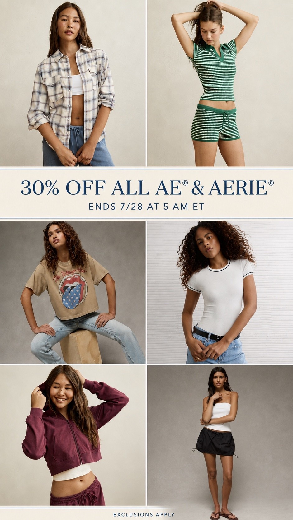 AE + Aerie are 30% OFF! 🎉 So many cute new arrivals and everyday favorites included—shop now while your sizes are still available! 🛍️✨ *Exclusions apply.
#AmericanEagle #Aerie #AESale #AerieSale #FashionDeals #LTKStyle #LTKFinds #SaleAlert #AffordableFashion

#LTKSaleAlert