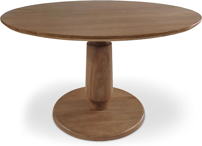 Anara Dining Table for 4, Round Mango Wood, Beveled Edge Top, Pedestal Base, Brown | Amazon (US)