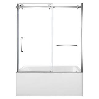 60 in. x 30.7 in. Acrylic Rectangular Alcove Soaking Bathtub with Right Drain in White/Polished Chrome | The Home Depot