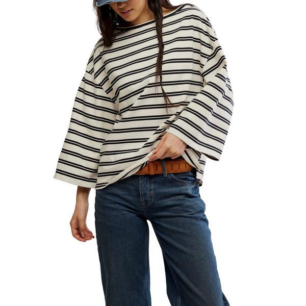 Women's Free People We The Free C'est La Vie 3/4 Sleeve T-Shirt Medium Black and White | Scheels Sports