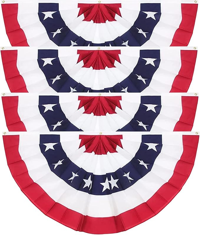 3x6 Ft American Pleated Fan Flag (Set of 4) – USA Patriotic Half Fan Bunting for Memorial Day &... | Amazon (US)