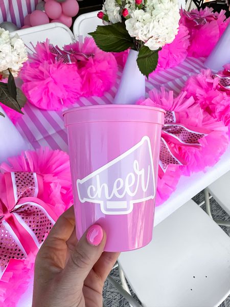 More inspo from my daughters seventh birthday party. 

Cup details. You can buy them already done, cups with sticker on OR you can do what I did and purchase the Amazon set of cups and ask the Etsy seller for just the sticker. I wanted extra pink cups but only some cups with the cheer sticker on it. I thought this was more cost effective and an easy project. 

I also used plastic megaphones as vases. Inside the megaphone I had a skinny cup with water 

#LTKunder50 #LTKkids #LTKfamily