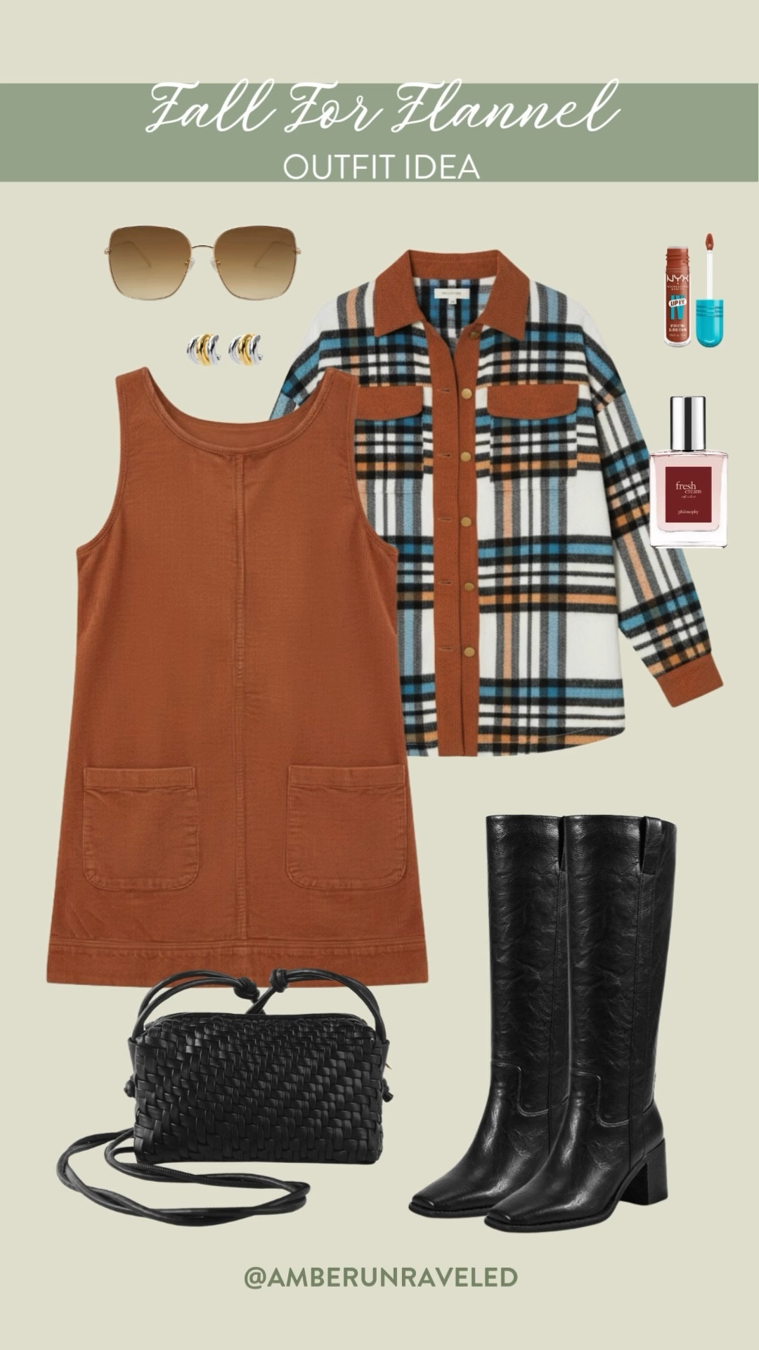 Get ready for some pumpkin patch madness with this outfit idea! Throw on this cozy flannel over a cute dress, grab your boots, and you're good to go. You've got this effortless fall vibe down!

fall fashion, wardrobe staples, statement pieces, rustic finds, leather booties, fashion accessories, woven crossbody bag, autumn chic

#LTKU #LTKSeasonal #LTKStyleTip