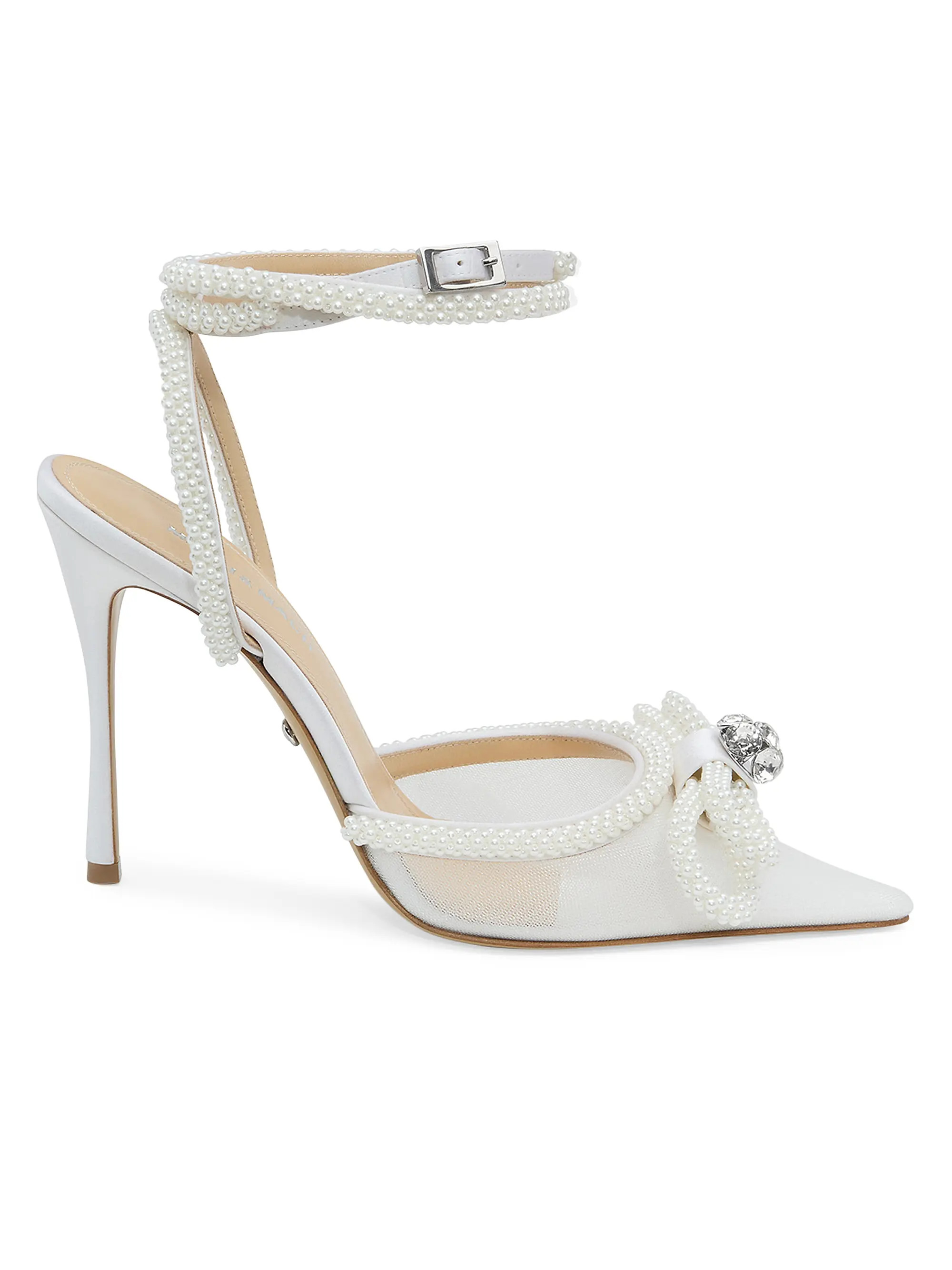 Mach & Mach 110MM Embellished Double Bow Mesh Pumps | Saks Fifth Avenue | Saks Fifth Avenue