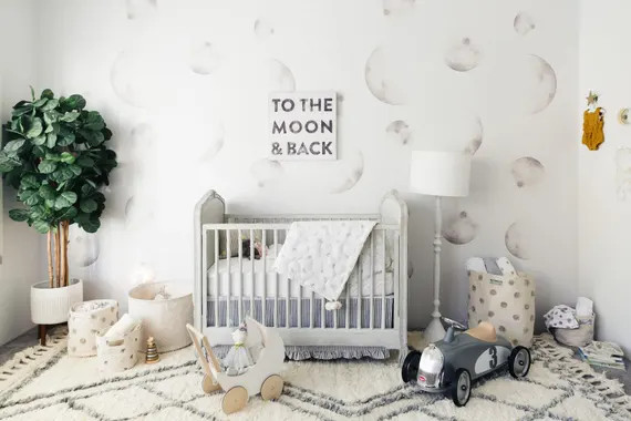 Luna Mural - Large Moon and Stars Wallpaper | Etsy (US)