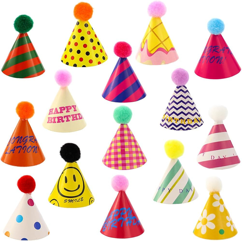 15 Pcs Birthday Party Cone Hats Party Hats Birthday Hats Assorted Birthday Party Hats for Kids Ad... | Amazon (US)