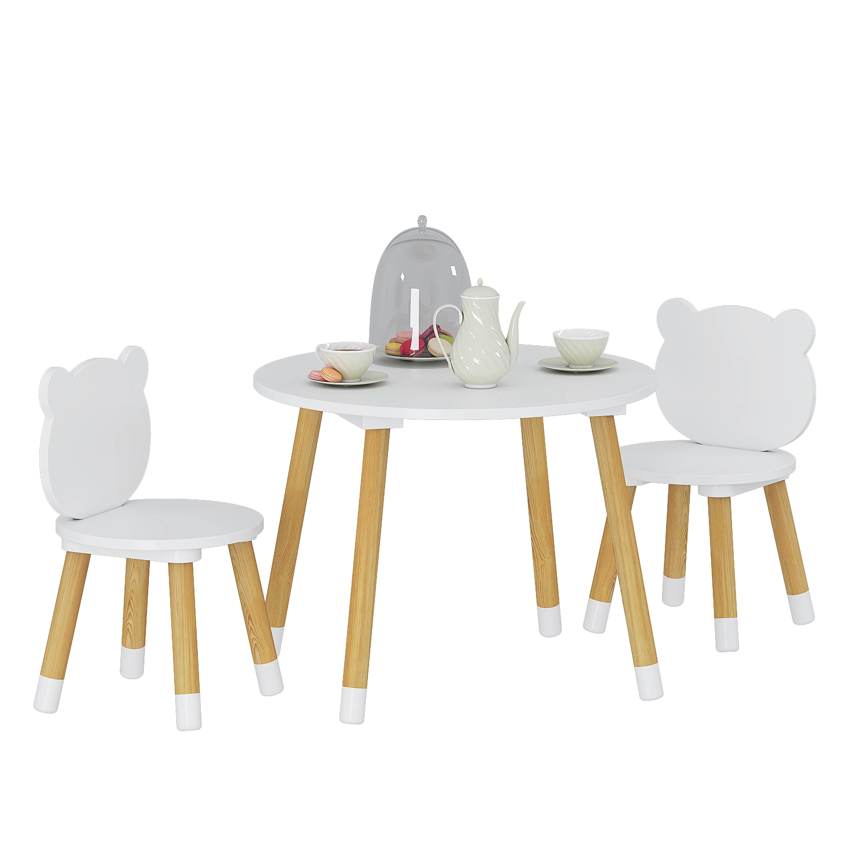 UTEX 3-Piece Multifunction Kids Round Table and Chair Set, White | Walmart (US)