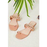 Tan Sandals - Tan Chain Detail Toe Post Sandals | In The Style (UK)