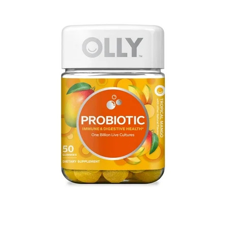 OLLY Probiotic Gummy, 25 Day Supply (50 Gummies), Tropical Mango, Probiotics, Live Cultures, Chewabl | Walmart (US)