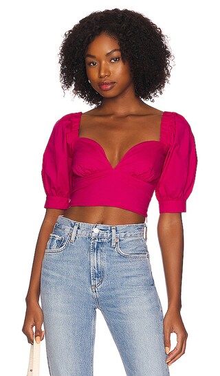 Colette Puff Sleeve Top in Hot Pink | Revolve Clothing (Global)
