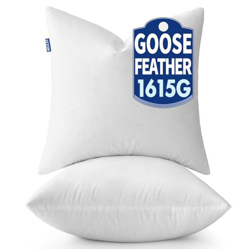 MIULEE 26 x 26 Goose Feather Down Pillows with 100% Cotton Cover White | Amazon (US)