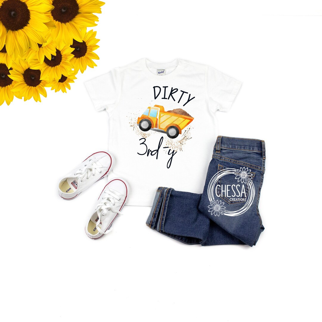 Construction Birthday Party Boy Outfit 3, Dirty 3rd-y Dump Truck 3rd Birthday Party Shirt for Cak... | Etsy (US)