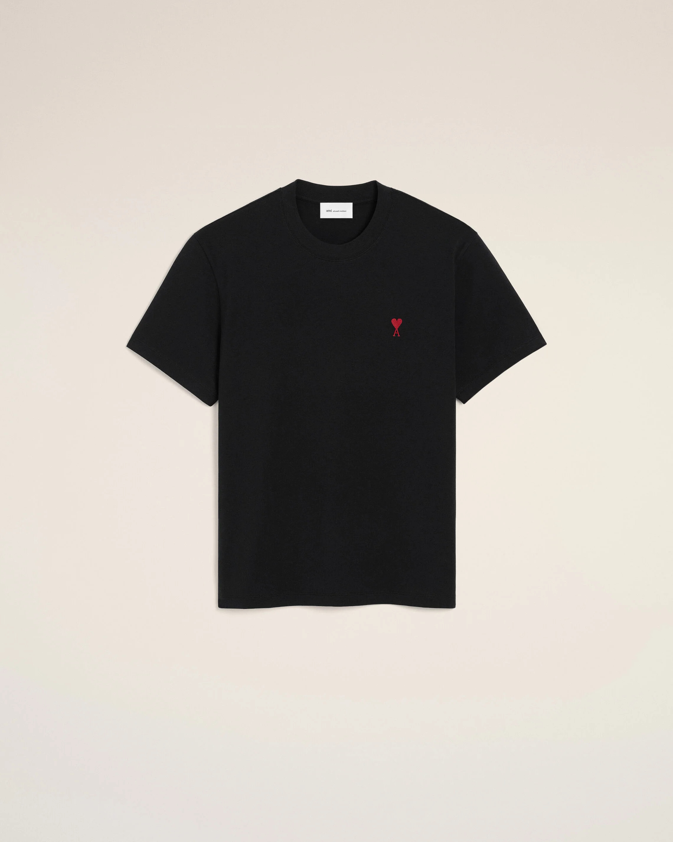 T-Shirt Mit Rotem Ami De Coeur Logo - Heather Ash Grey | AMI PARIS | AMI Paris FR