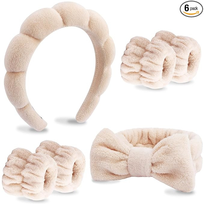 VELSCRUN 6 Pack Spa Headband, Makeup Headband, Face Wash Headbands, Skincare Headbands, Brown Spo... | Amazon (US)