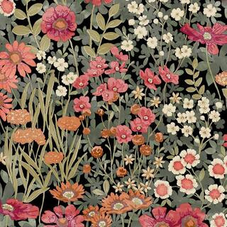 Wallflower Night Garden Black Wallpaper | The Home Depot