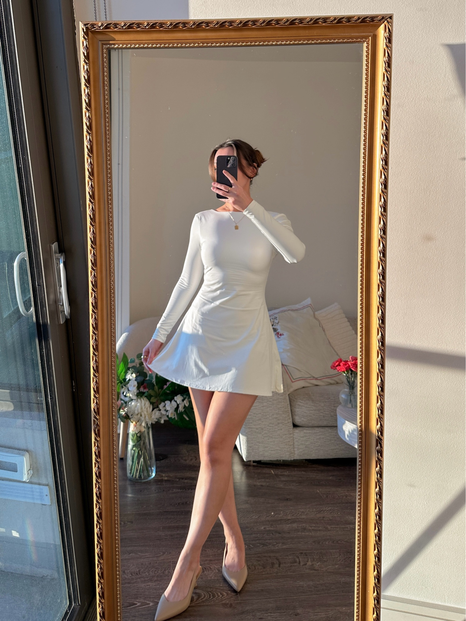 the best amazon dress with built-in shorts (with pockets!) that snatches your waist 🤍 I’m wearing a size small & it fits true to size
 • double-lined fabric
 • stretchy
 • great for athletic activities or running errands

[gift ideas for her, basic long sleeve low back dress, open back holiday dresses, neutral outfit ideas, nude slingback heels, holiday event outfit, everyday casual ootd, affordable amazon fashion finds]

#LTKCyberWeek #LTKFindsUnder50 #LTKGiftGuide