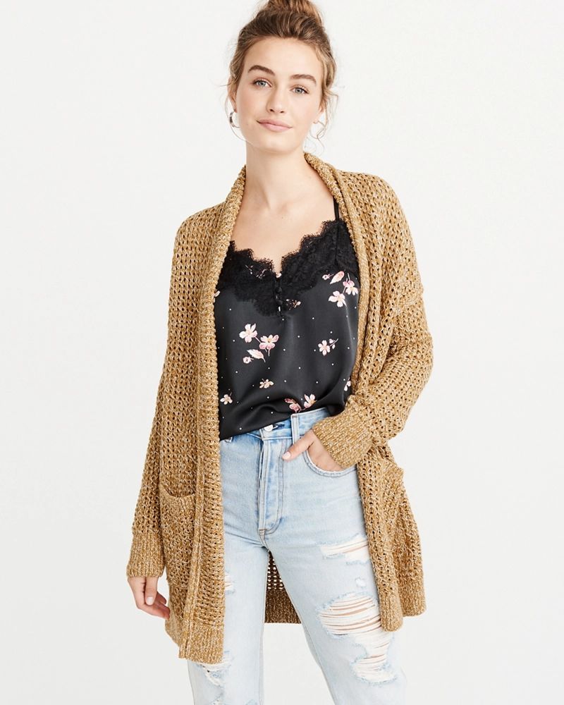 Textured Open Front Cardigan | Abercrombie & Fitch US & UK