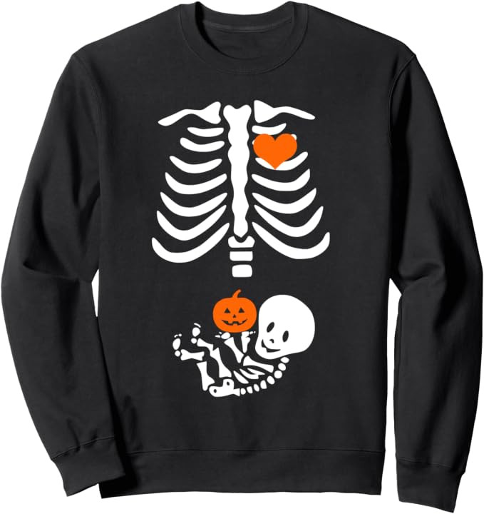 Skeleton Halloween Maternity, Funny Pregnancy Announcement Sweatshirt | Amazon (US)