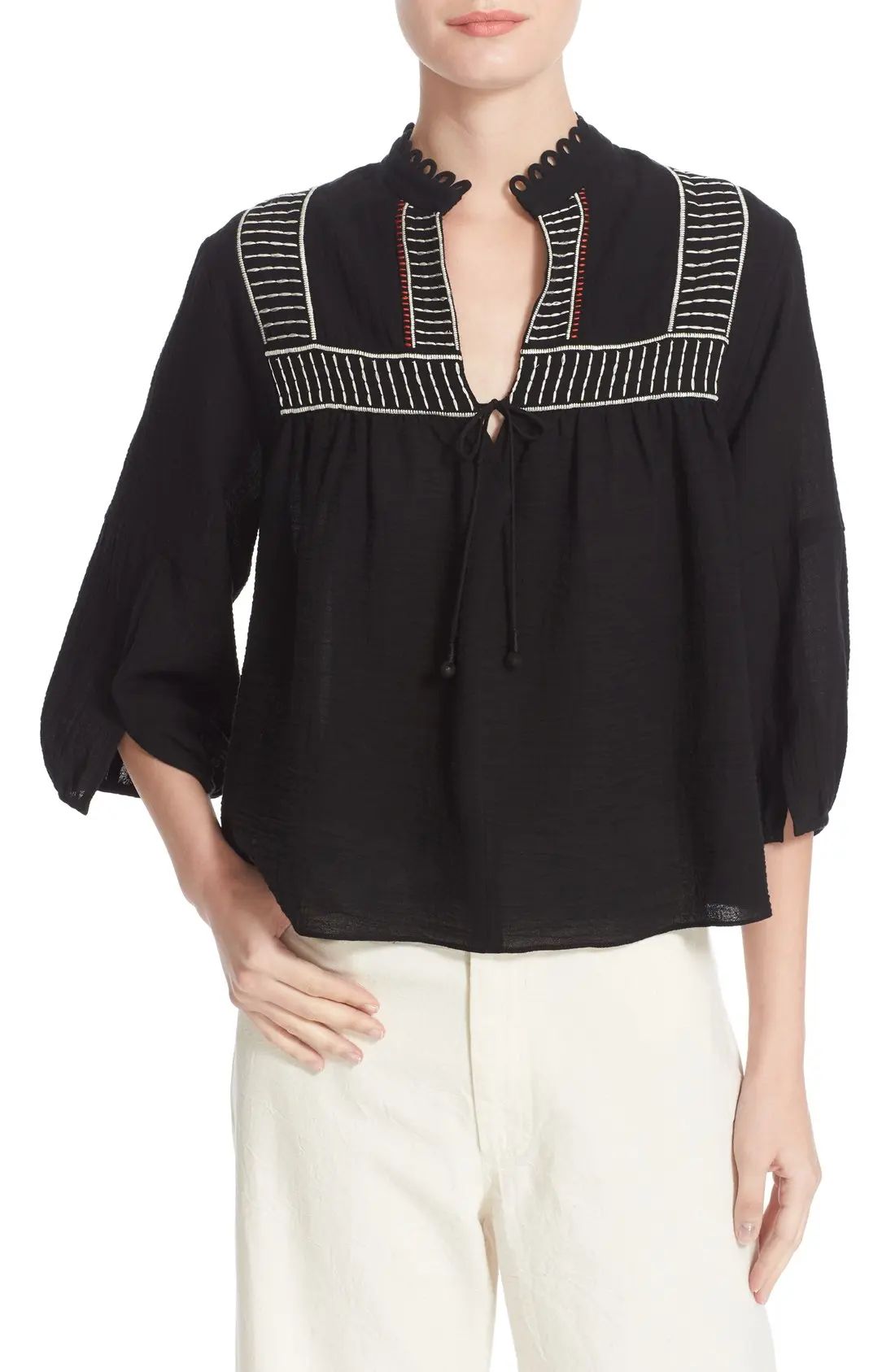 Loreto Embroidered Cotton Blouse | Nordstrom