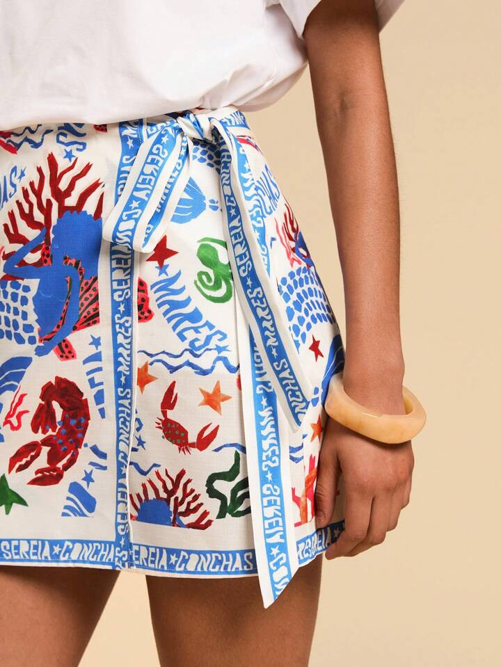 Travachic Women's Tropical Ocean Print Wrap Skirt: Summer Vacation Beachwear Summer Skirts For Wo... | SHEIN
