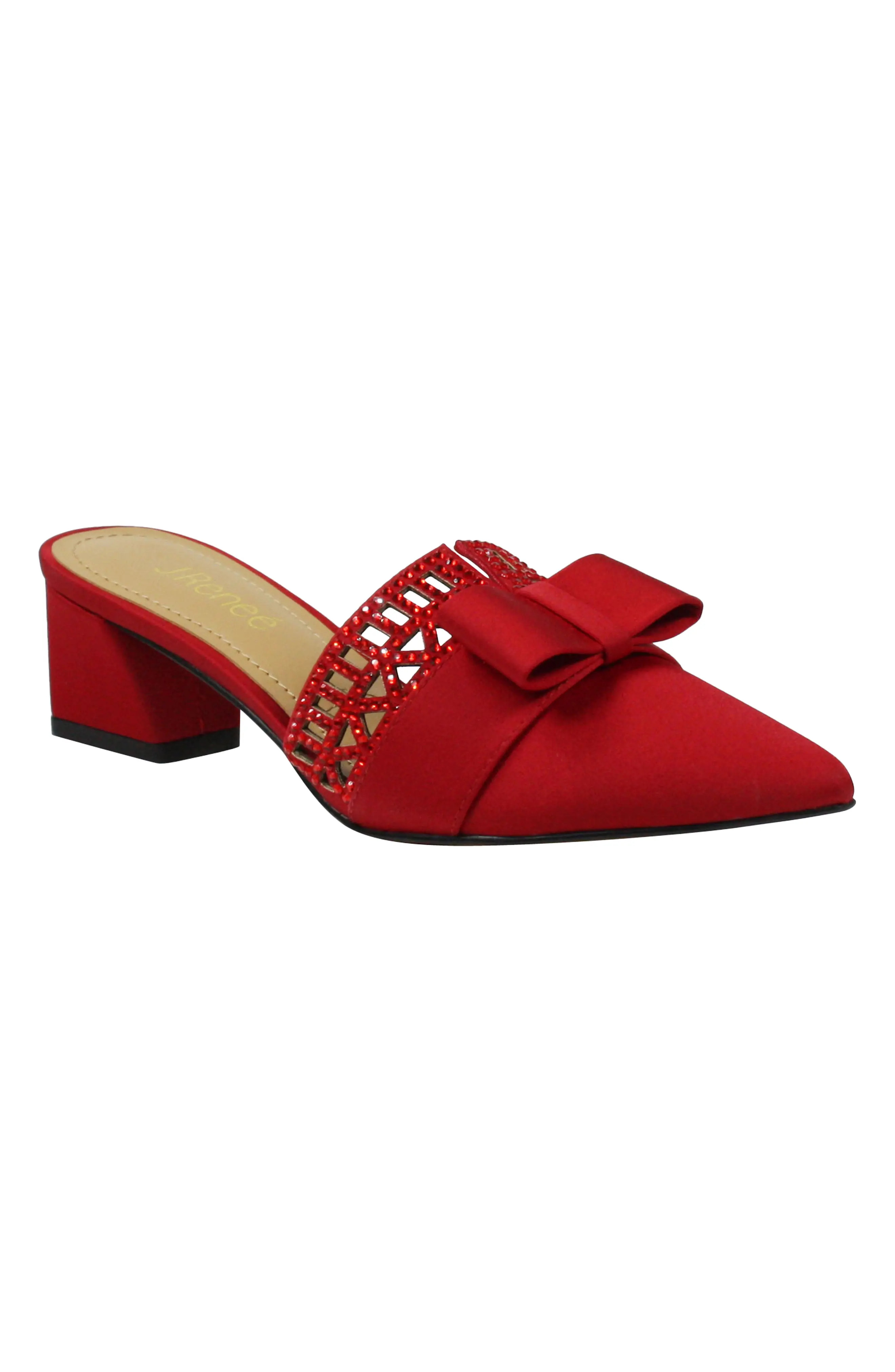 J. Renee Randa Bow Mule, Size 9 in Red Satin at Nordstrom | Nordstrom