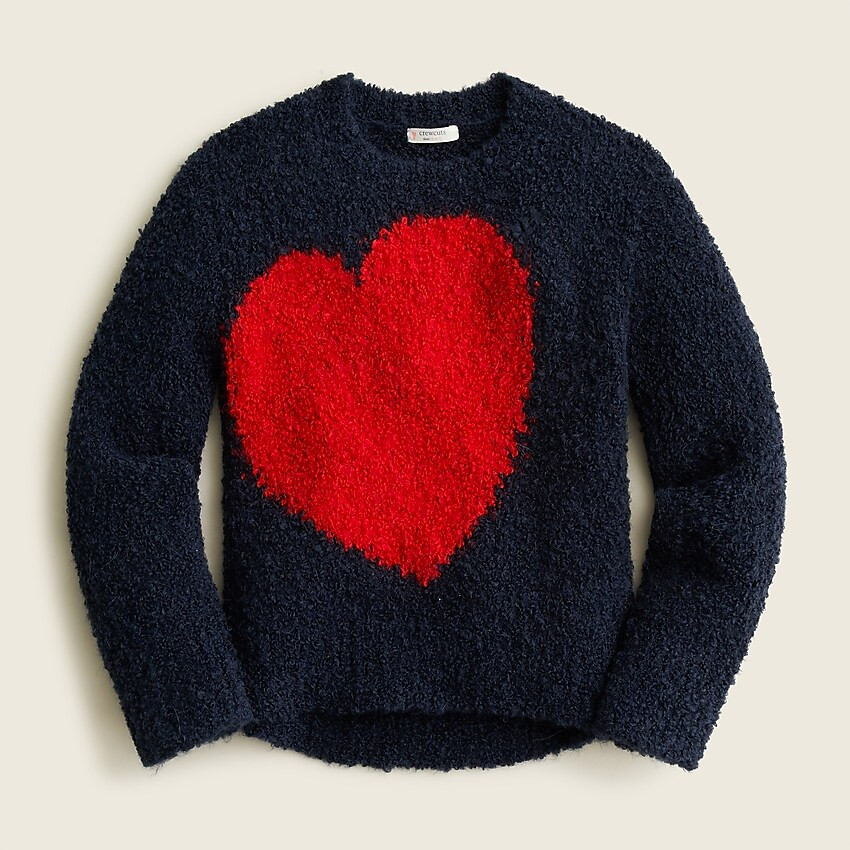 Girls' textured knit heart sweater | J. Crew US