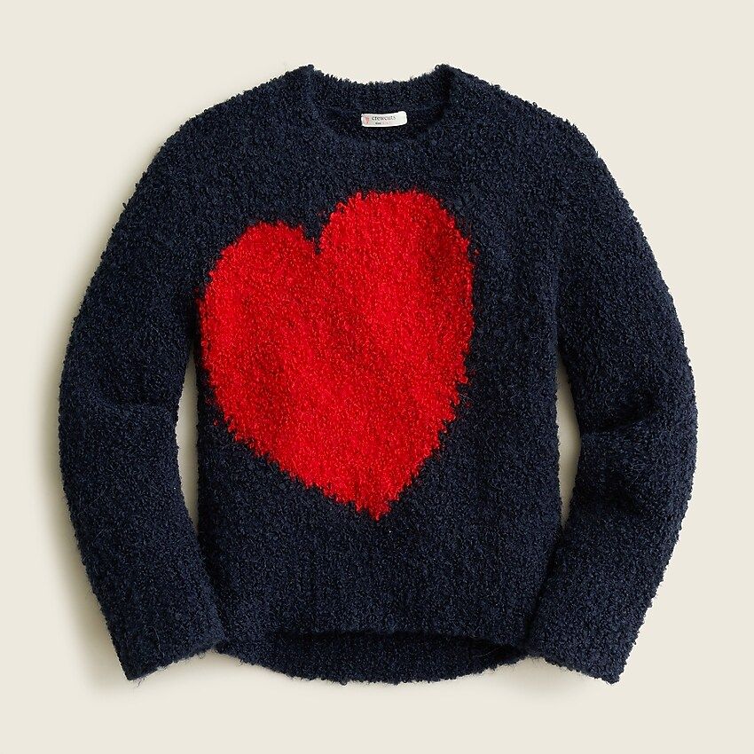 Girls' textured knit heart sweater | J.Crew US