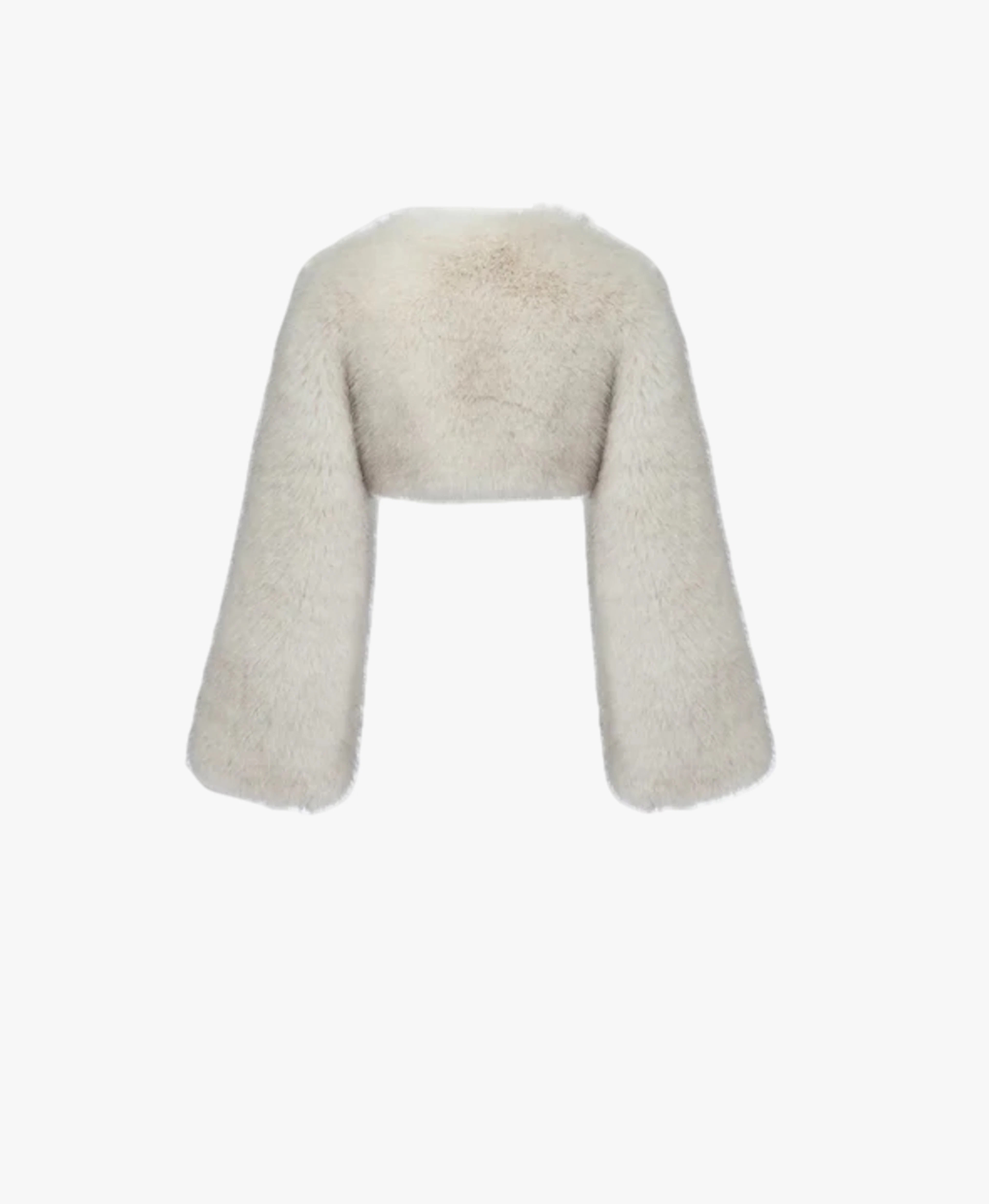 Viola Faux Fur White Bolero Jacket | Seezona