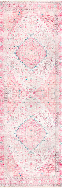 Pink Washable Medallion Flatweave  Area Rug | Rugs USA
