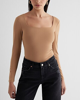 Body Contour High Compression Square Neck Long Sleeve Tee | Express