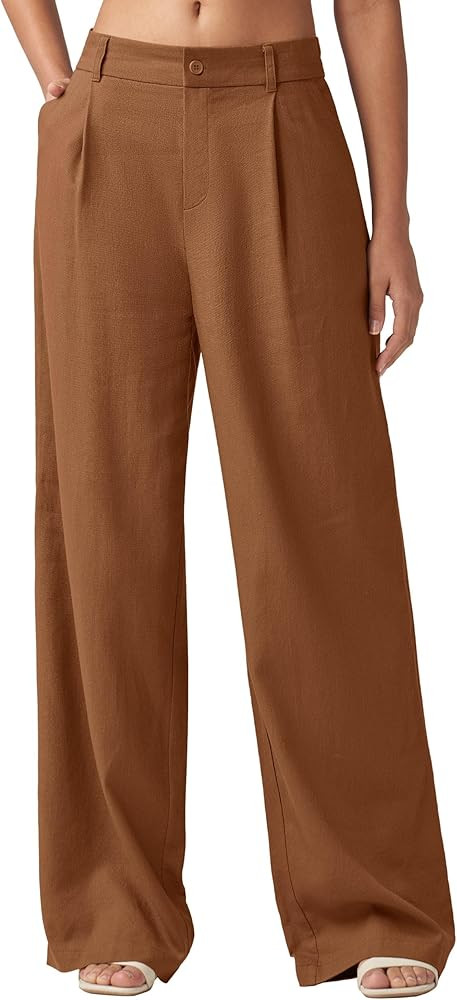 Willit Women's Linen Pants Wide Leg Work Dress Pants Casual Slacks Business Pants with Pockets 29... | Amazon (US)