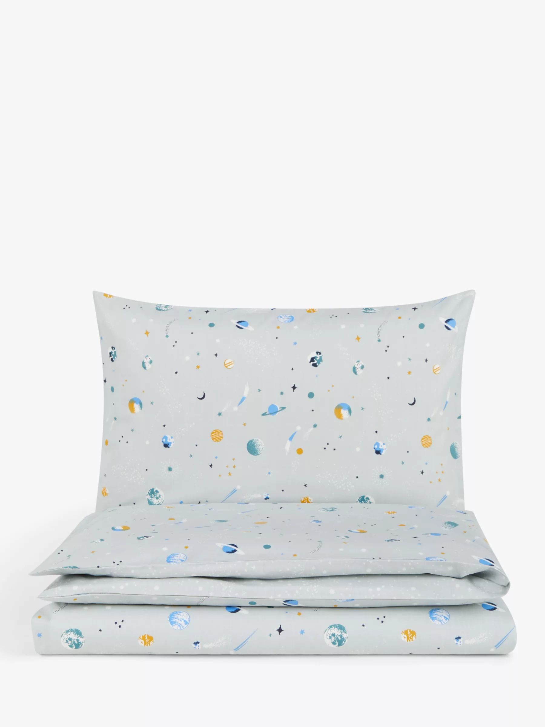 John LewisOuter Space Reversible Pure Cotton Toddler Duvet Cover and Pillowcase Set, Multi | John Lewis (UK)