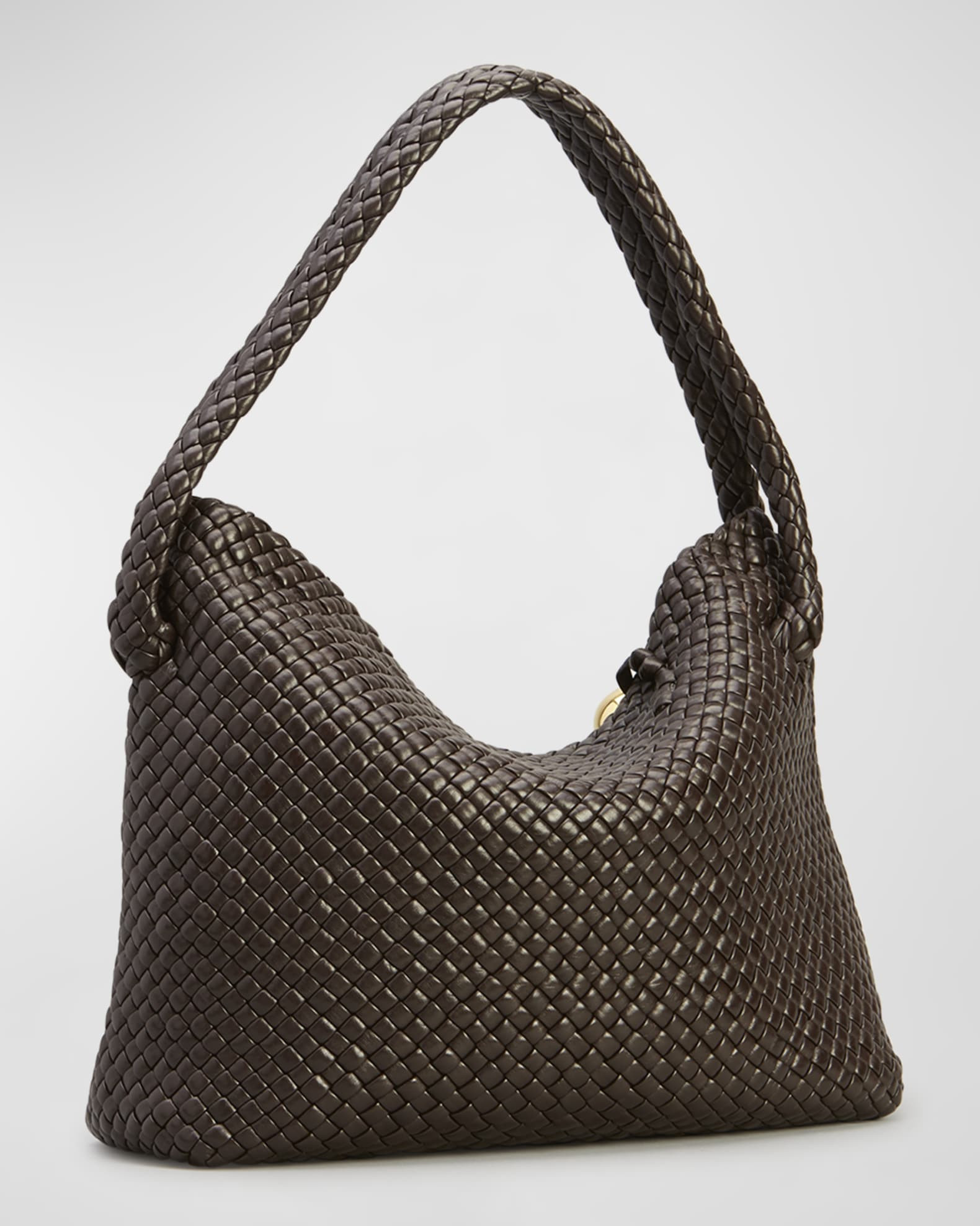 Oversize Button Intrecciato Leather Shoulder Bag | Neiman Marcus