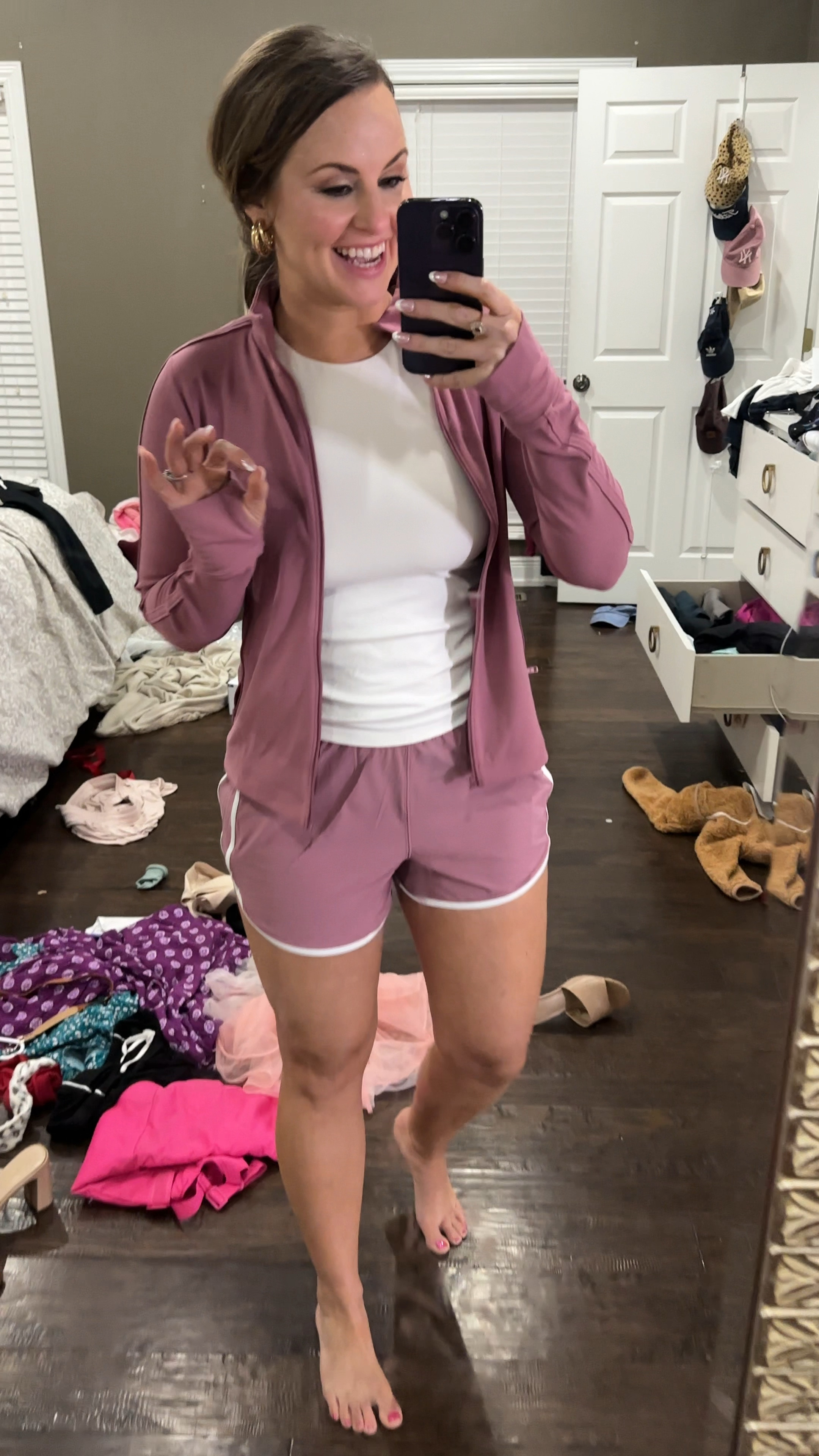20% off everything at Abercrombie right now! Linking my recent faves below!

Casual everyday outfit and probably what you’ll find me in during sports days or running errands! Love this color so much.  😍  

✨wearing size M in Super soft, silky and stretchy running jacket with thumb holes and pockets, 

✨ m in high neck tank top from target with built in bra )removable cups) 
And M in the high rise running shorts. Seriously SO cute & a great length. 

Abercrombie Ypb,  new spring arrivals, active clothes, workout clothes, sports mom outfit, casual style , Valentine’s Day , athleisure, running shorts

#LTKSaleAlert #LTKWatchNow #LTKActive