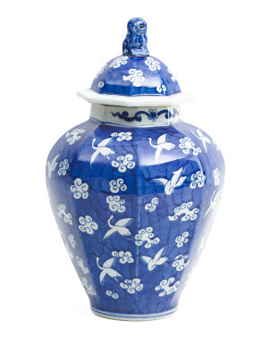 16in Crane Cloud Octagonal Lidded Jar | Home | Marshalls | Marshalls