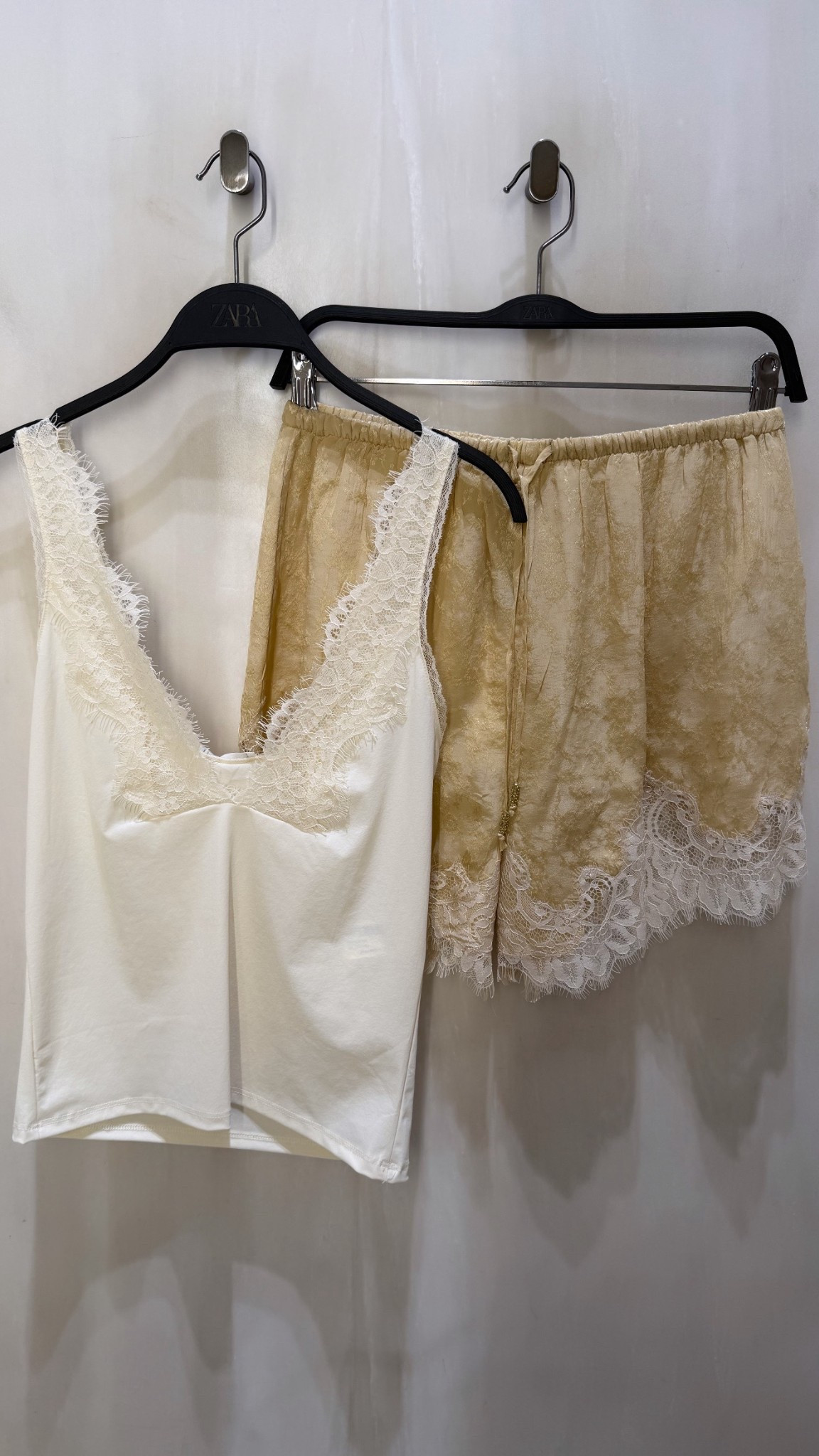 PASTEL YELLOW LACE SHORTS✨
Tags: camisole cream top heart neckline jacquard trim detail new in Zara spring city break capsule wardrobe statement outfit style with line blazer neutrall 

#LTKsummer #LTKstyletip