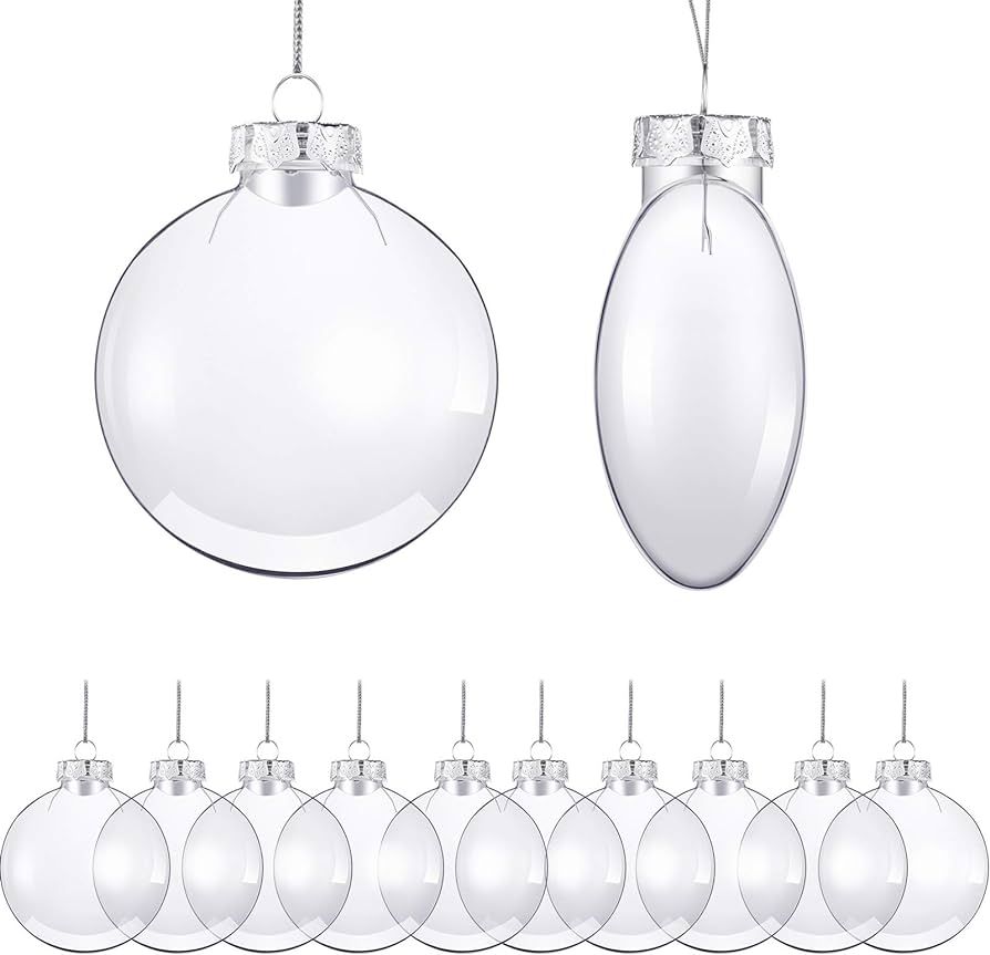 Clear Plastic Flat Disc Ornaments 3.15 Inch DIY Transparent Fillable Ornaments Balls Christmas Hangi | Amazon (US)