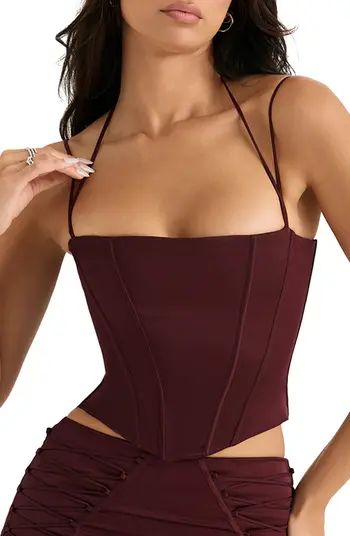 Chantelle Halter Neck Satin Corset Top | Nordstrom