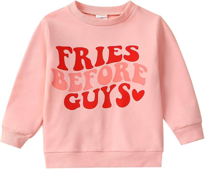 Twopumpkin Toddler Valentine's Day Shrit Baby Girl Outfit Crewneck Sweatshirt Long Sleeve Holiday... | Amazon (US)