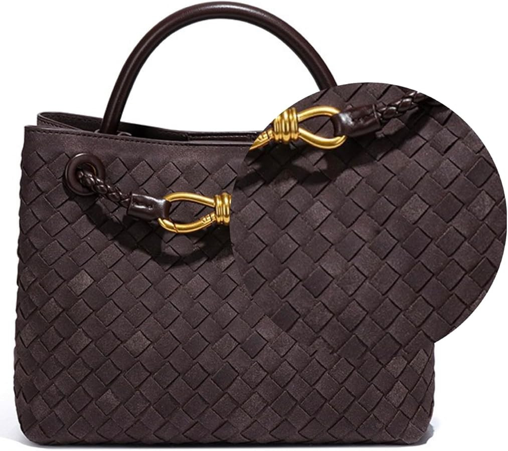 Genuine Leather Women's Top-handle Handbags Fashion Ladies Handbags Shoulder Bag Purse Woven Tote... | Amazon (US)