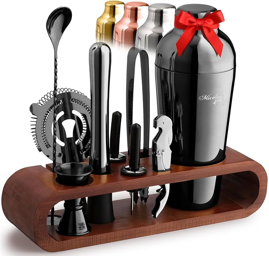 Mixology Bartender Kit: 10-Piece Bar Tool Set with Mahogany Stand | Perfect Home Bartending Kit a... | Amazon (US)