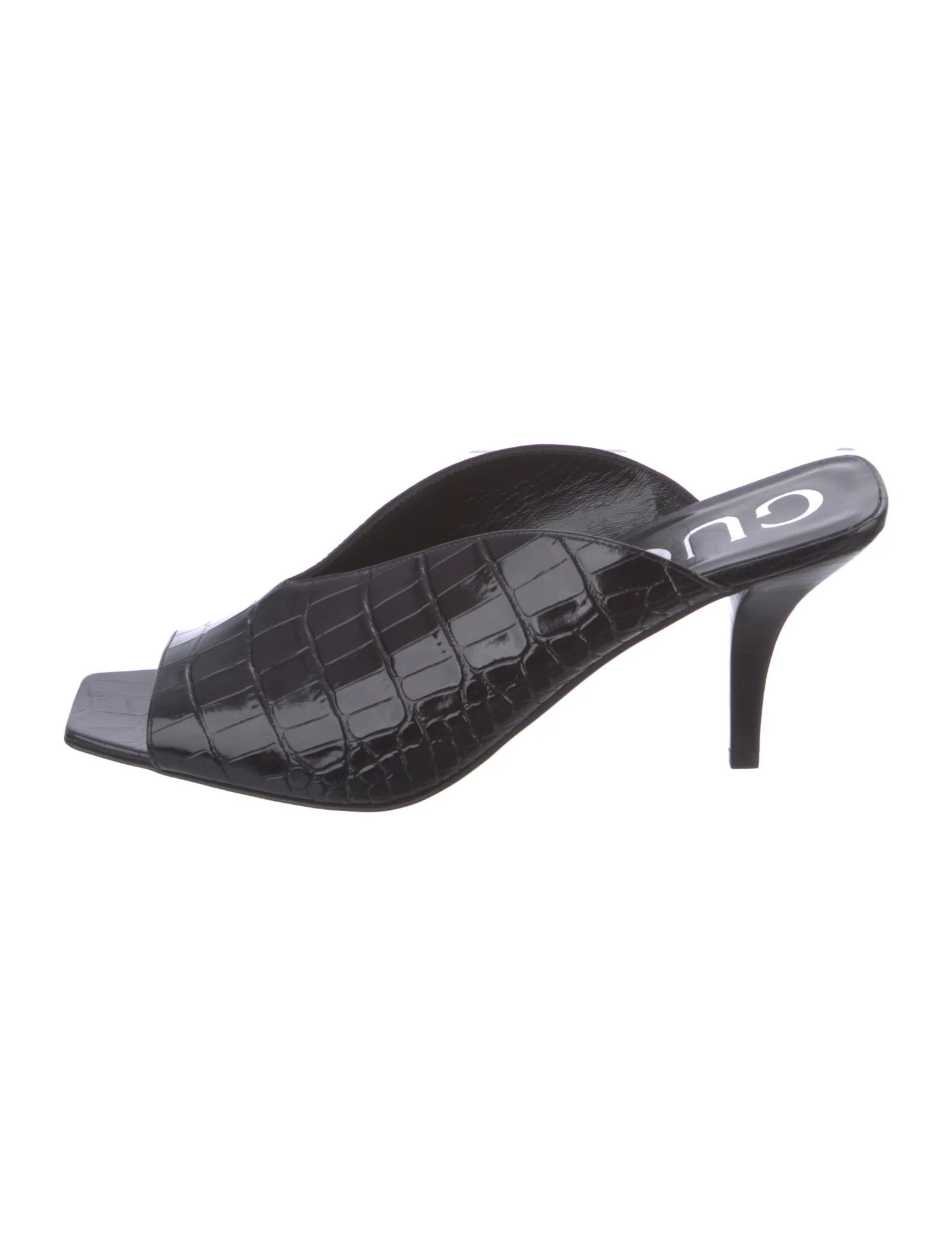 Gucci Embossed Leather Slides - Black Sandals, Shoes - GUC2013628 | The RealReal | The RealReal