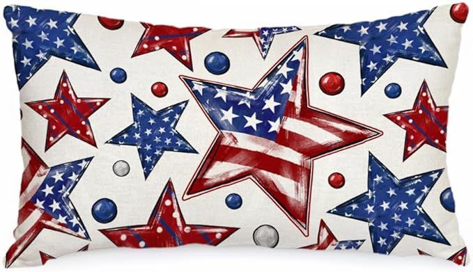 AACORS 4th of July Pillow Covers 12x20 Inch Stars Beads Decor Patriotic America USA Flag Holiday ... | Amazon (US)