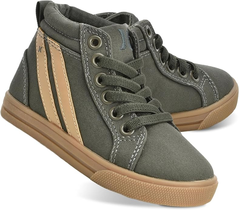 Hurley Kids Toddlers Elastic Laces Canvas Sneakers – High Cut Skateboarding Shoes for Toddlers ... | Amazon (US)
