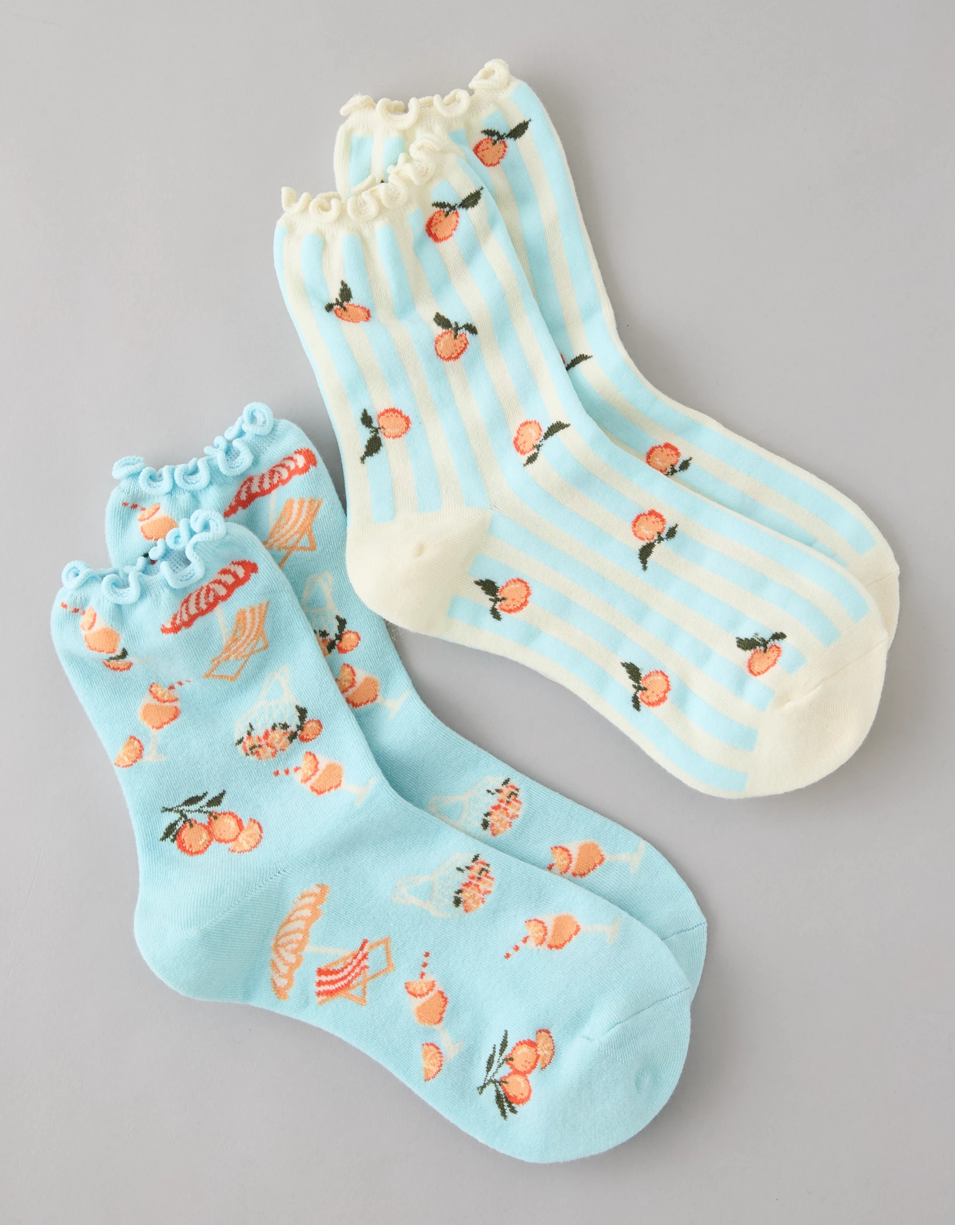 AE Graphic Cropped Crew Socks 2-Pack | American Eagle Outfitters (US & CA)