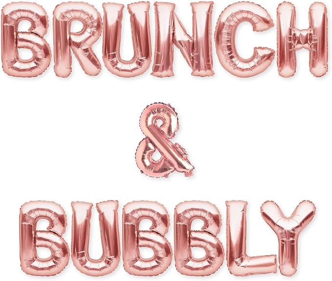 PartyForever Rose Gold BRUNCH & BUBBLY Balloon Banner Bridal Brunch Shower Bachelorette Party Dec... | Amazon (US)