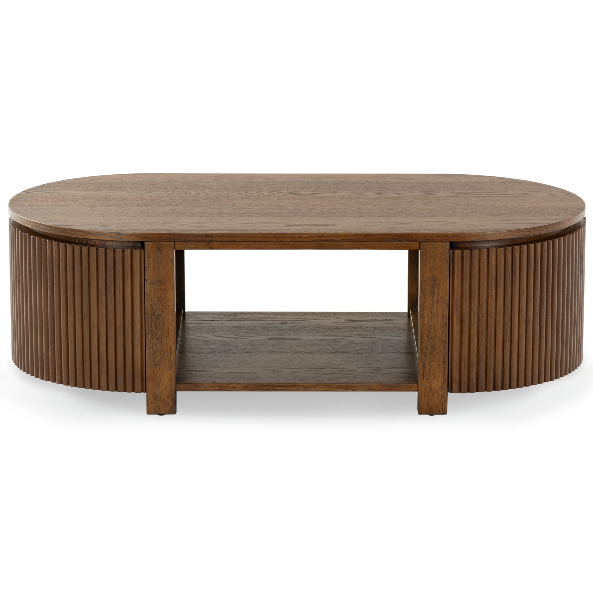 Shelbie Reeded Oval Coffee Table - Medium Oak - Safavieh Couture | Havenly | Havenly