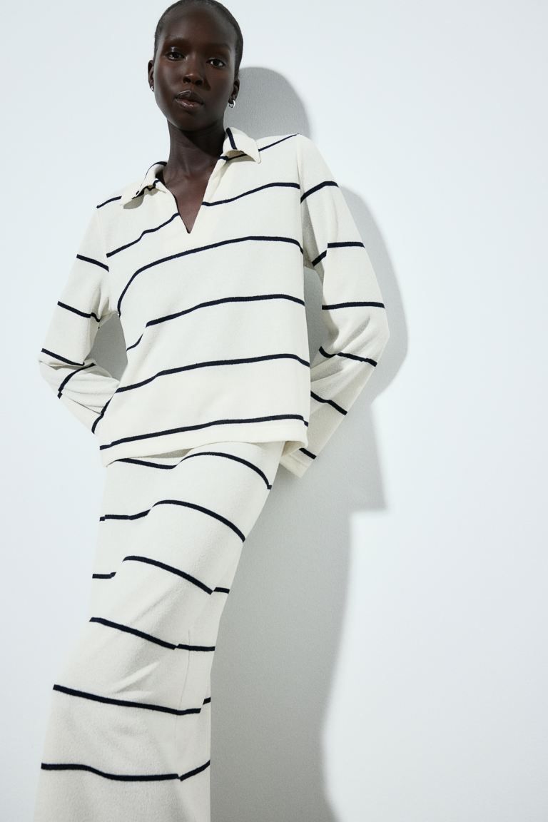 Textured Jersey Skirt - White/striped - Ladies | H&M US | H&M (US + CA)