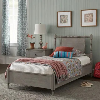 Demetria Antique Finish Beaded Wood Platform Twin Size Bed by iNSPIRE Q Classic - Bed Bath & Beyo... | Bed Bath & Beyond