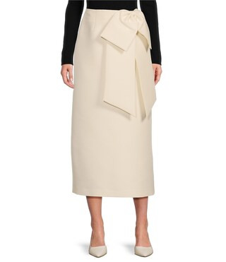 Maleah Mikado Bow Detail Midi A-Line Skirt | Dillard's